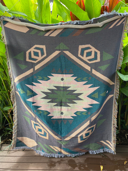 Aztec Pink Boho Woven Blanket