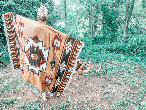 Aztec Brown Woven Blanket