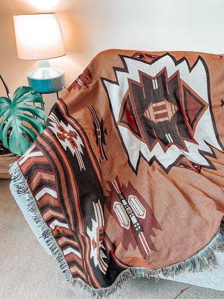 Aztec Brown Woven Blanket